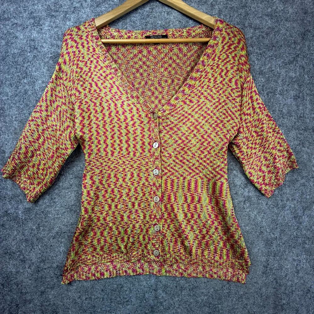 Renuar Cardigan Sweater Womens Small Indie Sleaze Funky Playful Artsy Y2K Hippie